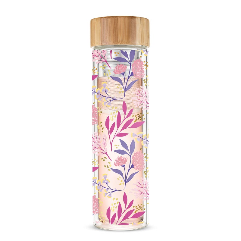 Pinky Up Blair Travel Tea Infuser Mug, Double Walled Insulated Travel Tumbler with Loose Leaf Tea Strainer, Travel Coffee Mug, Keeps Drinks Hot or Cold, 16 oz, Botanical Design - Image 4